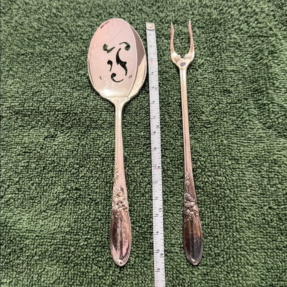 Vintage Community White Orchid silver spoon and seafood fork